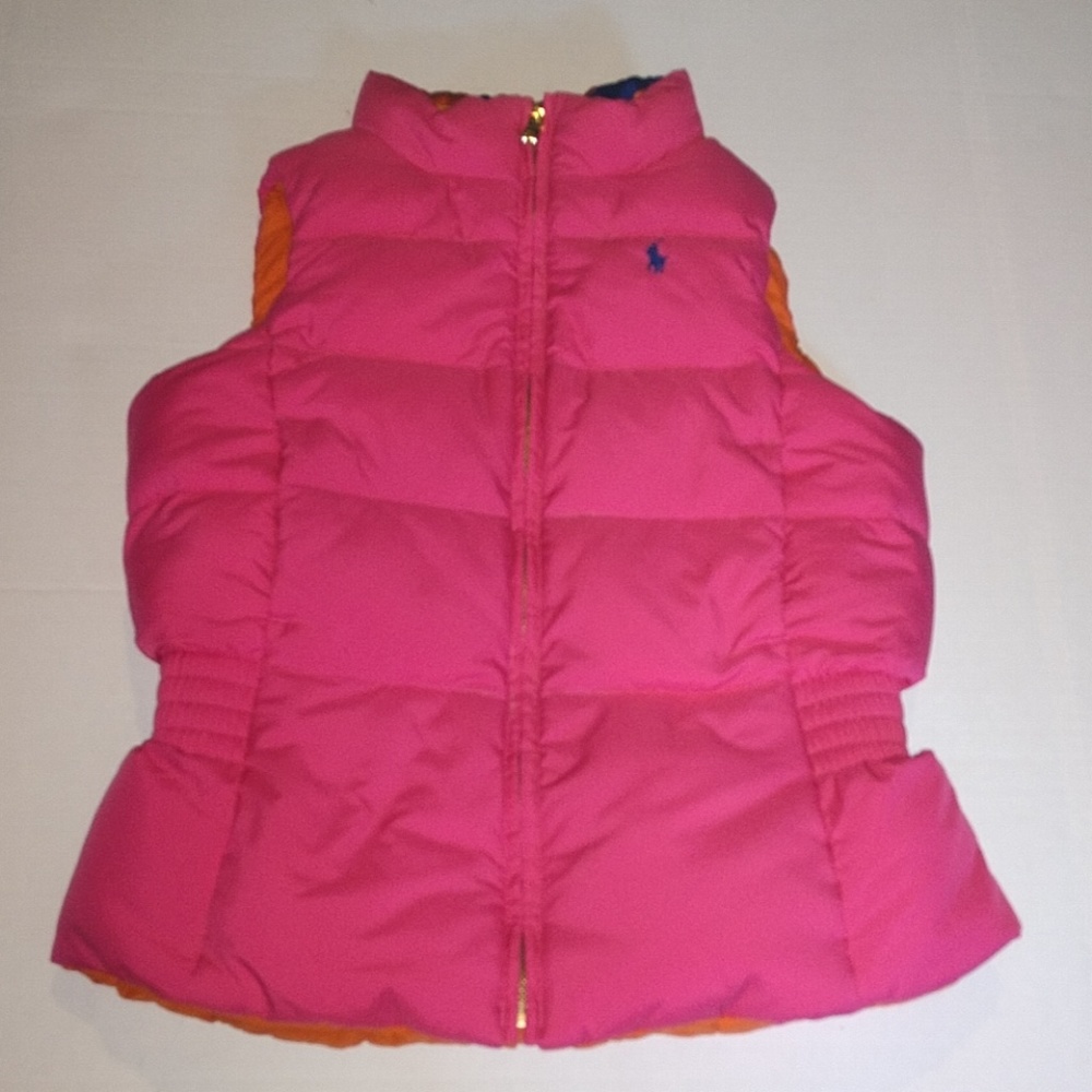Ralph Lauren reversible puffer vest pink orange